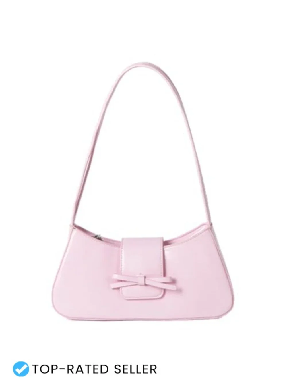 Patent Leather Hobo Shoulder Bag Zipper Closure Cute Bow Purse for Everyday